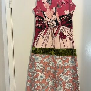 Custo Barcelona Pink and Green Graphic Dress